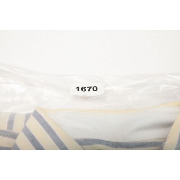 Charles Tyrwhitt Shirt Mens Large Yellow Blue Striped Button Down Long Sleeve - Picture 10 of 10